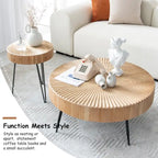 Ensemble de 2 tables basses rustiques avec étagère pour salon