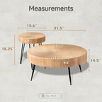 Ensemble de 2 tables basses rustiques avec étagère pour salon