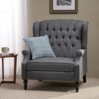 Fauteuil inclinable à dossier capitonné surdimensionné en tissu pour salon