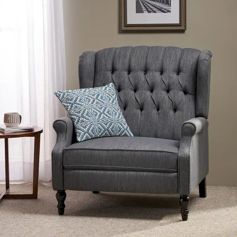Fauteuil inclinable à dossier capitonné surdimensionné en tissu pour salon
