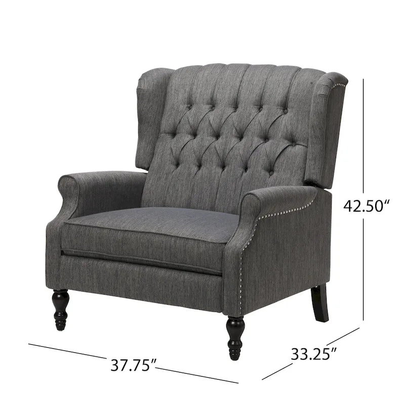 Fauteuil inclinable à dossier capitonné surdimensionné en tissu pour salon