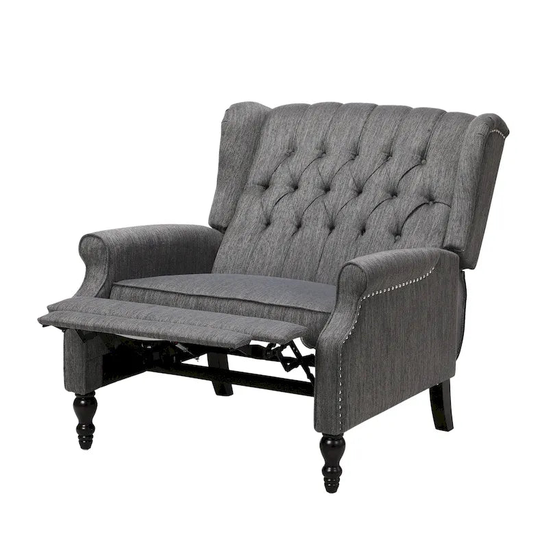 Fauteuil inclinable à dossier capitonné surdimensionné en tissu pour salon