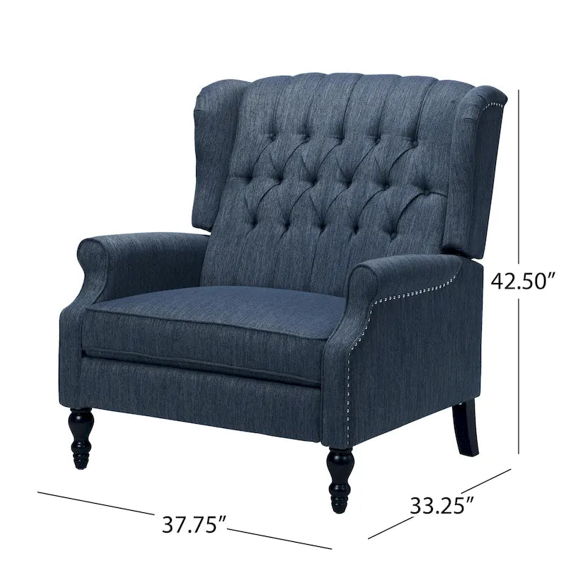 Fauteuil inclinable à dossier capitonné surdimensionné en tissu pour salon