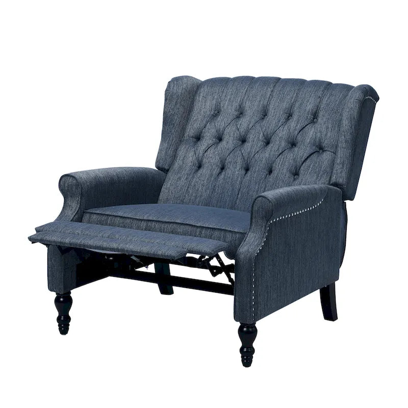Fauteuil inclinable à dossier capitonné surdimensionné en tissu pour salon