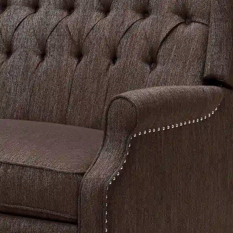 Fauteuil inclinable à dossier capitonné surdimensionné en tissu pour salon