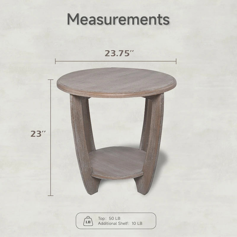Table d'appoint de style rustique avec étagère ouverte pour salon et chambre