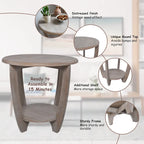 Table d'appoint de style rustique avec étagère ouverte pour salon et chambre