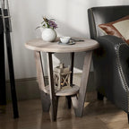 Table d'appoint de style rustique avec étagère ouverte pour salon et chambre