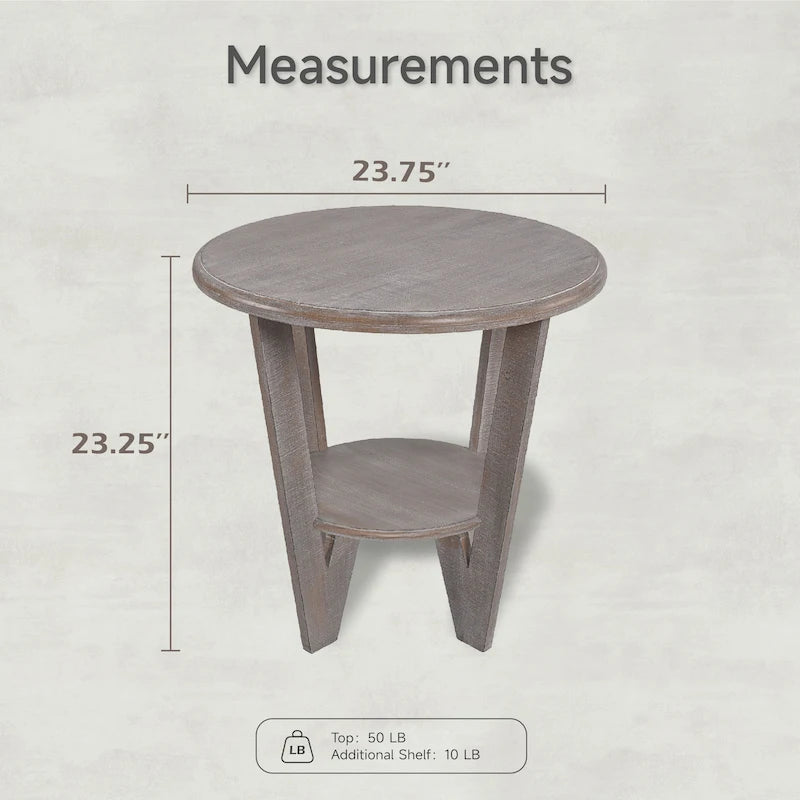 Table d'appoint de style rustique avec étagère ouverte pour salon et chambre