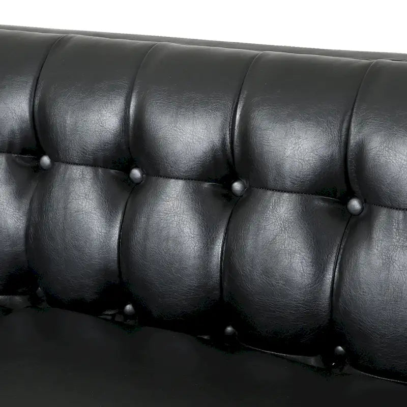 Canapé 3 places capitonné en similicuir avec boutons pour salon