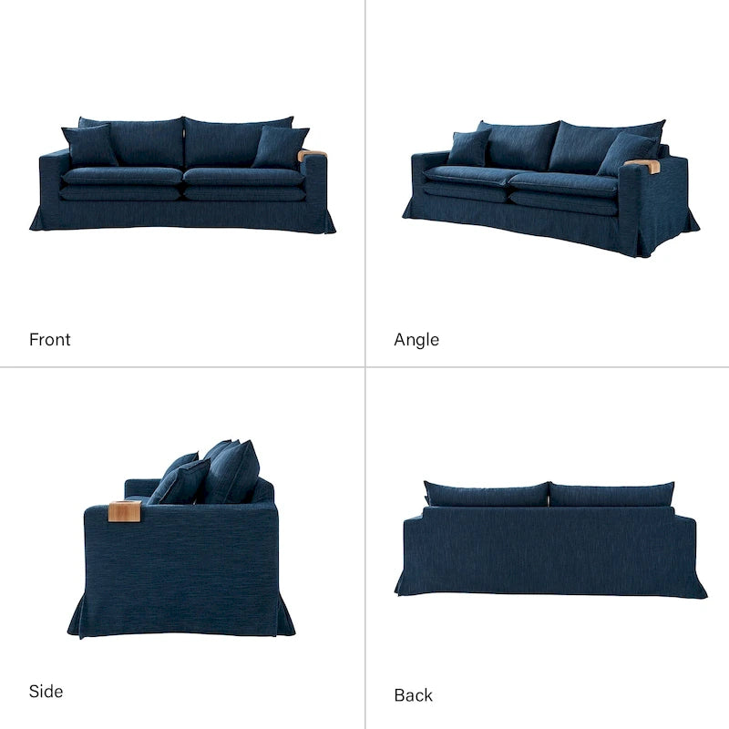 Canapé 3 places moderne déhoussable avec porte-gobelet et coussins réversibles