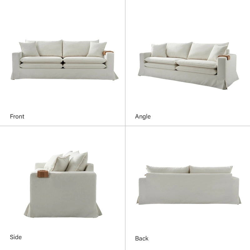Canapé 3 places moderne déhoussable avec porte-gobelet et coussins réversibles