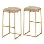 Lot de 2 tabourets de bar en velours touffeté avec boutons, finition dorée – Style glamour