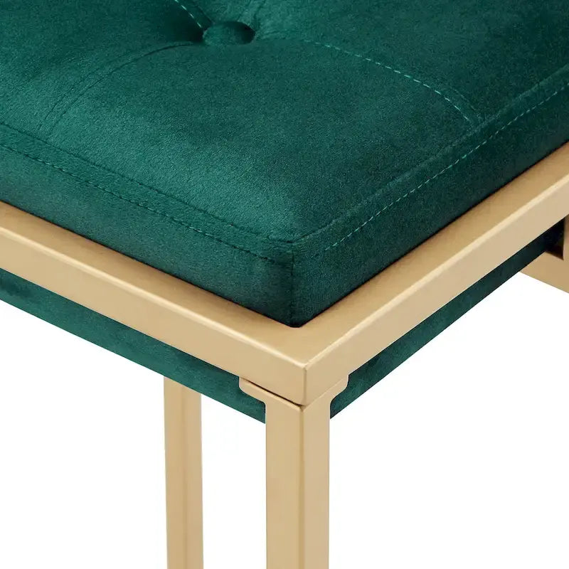 Lot de 2 tabourets de bar en velours touffeté avec boutons, finition dorée – Style glamour