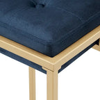 Lot de 2 tabourets de bar en velours touffeté avec boutons, finition dorée – Style glamour