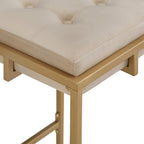 Lot de 2 tabourets de bar en velours touffeté avec boutons, finition dorée – Style glamour