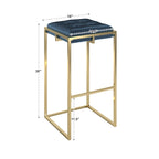Lot de 2 tabourets de bar en velours touffeté avec boutons, finition dorée – Style glamour