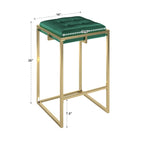 Lot de 2 tabourets de bar en velours touffeté avec boutons, finition dorée – Style glamour