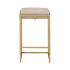 Lot de 2 tabourets de bar en velours touffeté avec boutons, finition dorée – Style glamour