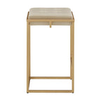 Lot de 2 tabourets de bar en velours touffeté avec boutons, finition dorée – Style glamour