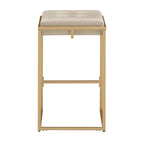 Lot de 2 tabourets de bar en velours touffeté avec boutons, finition dorée – Style glamour