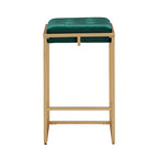 Lot de 2 tabourets de bar en velours touffeté avec boutons, finition dorée – Style glamour