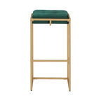 Lot de 2 tabourets de bar en velours touffeté avec boutons, finition dorée – Style glamour