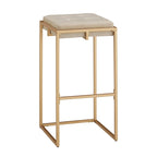 Lot de 2 tabourets de bar en velours touffeté avec boutons, finition dorée – Style glamour