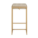 Lot de 2 tabourets de bar en velours touffeté avec boutons, finition dorée – Style glamour