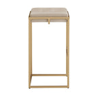 Lot de 2 tabourets de bar en velours touffeté avec boutons, finition dorée – Style glamour