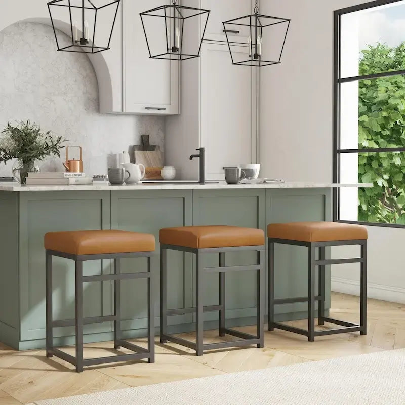 Tabouret de comptoir en métal sans dossier Hauteur 61 cm pour îlot de cuisine de bar