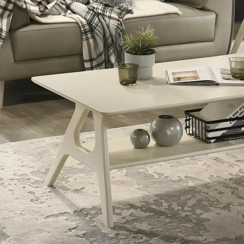 Table basse en bois Mid-Century Modern Arona avec étagère de Roundhill Furniture