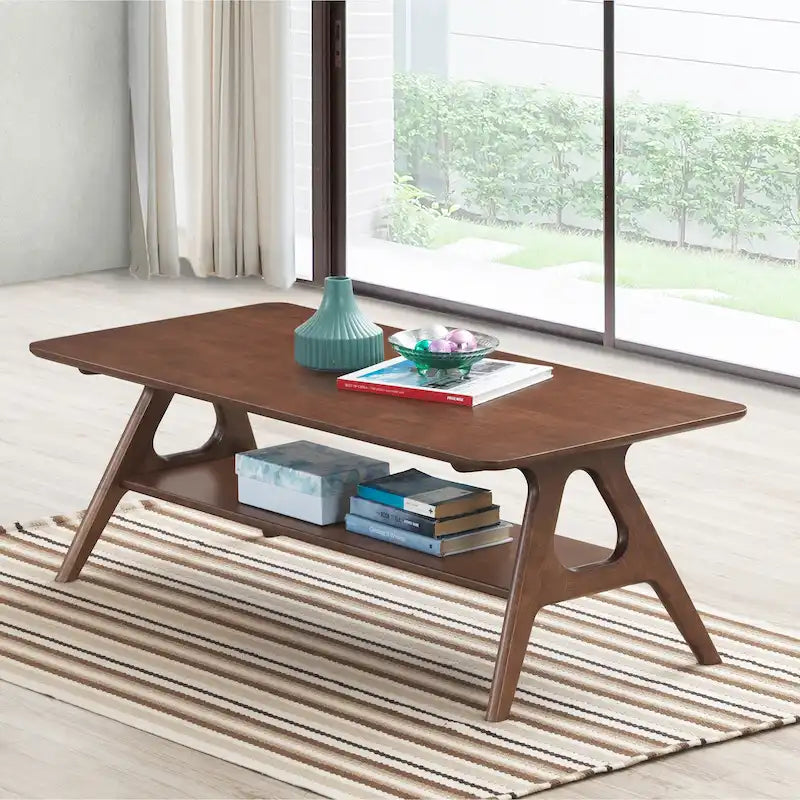 Table basse en bois Mid-Century Modern Arona avec étagère de Roundhill Furniture