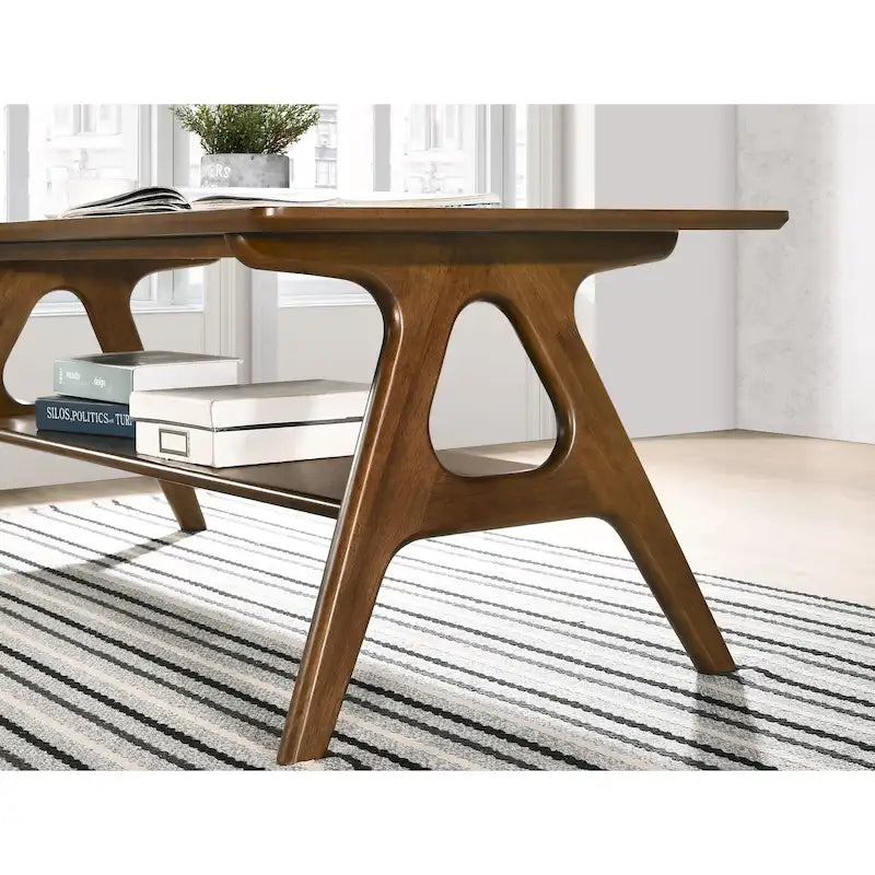 Table basse en bois Mid-Century Modern Arona avec étagère de Roundhill Furniture