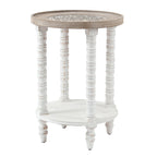 The Gray Barn Dullahan Road Table d'appoint ronde avec rangement en bois naturel et blanc vieilli