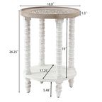 The Gray Barn Dullahan Road Table d'appoint ronde avec rangement en bois naturel et blanc vieilli