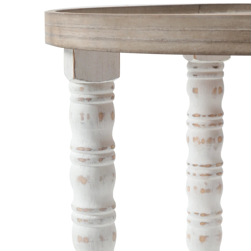 The Gray Barn Dullahan Road Table d'appoint ronde avec rangement en bois naturel et blanc vieilli