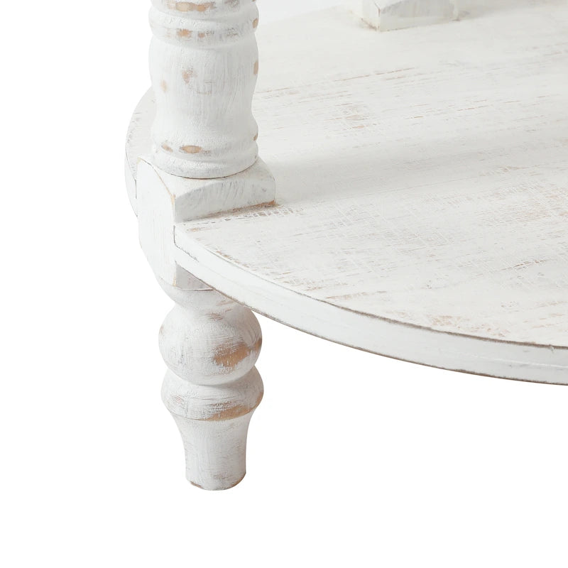 The Gray Barn Dullahan Road Table d'appoint ronde avec rangement en bois naturel et blanc vieilli