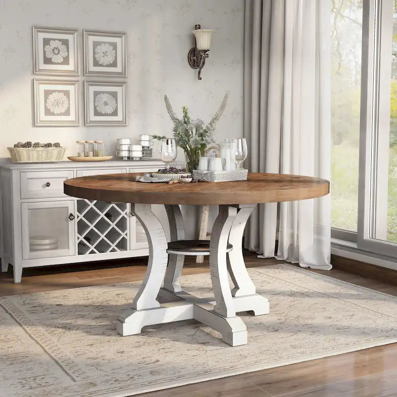 Table à manger ronde en bois Sylmer Farmhouse 54 pouces de Furniture of America