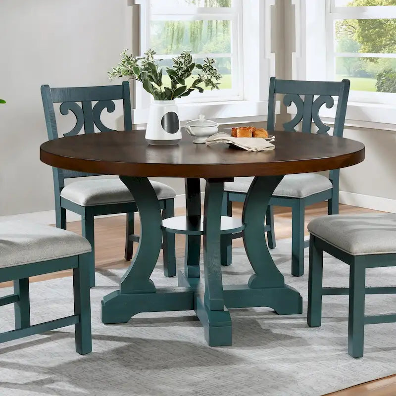 Table à manger ronde en bois Sylmer Farmhouse 54 pouces de Furniture of America