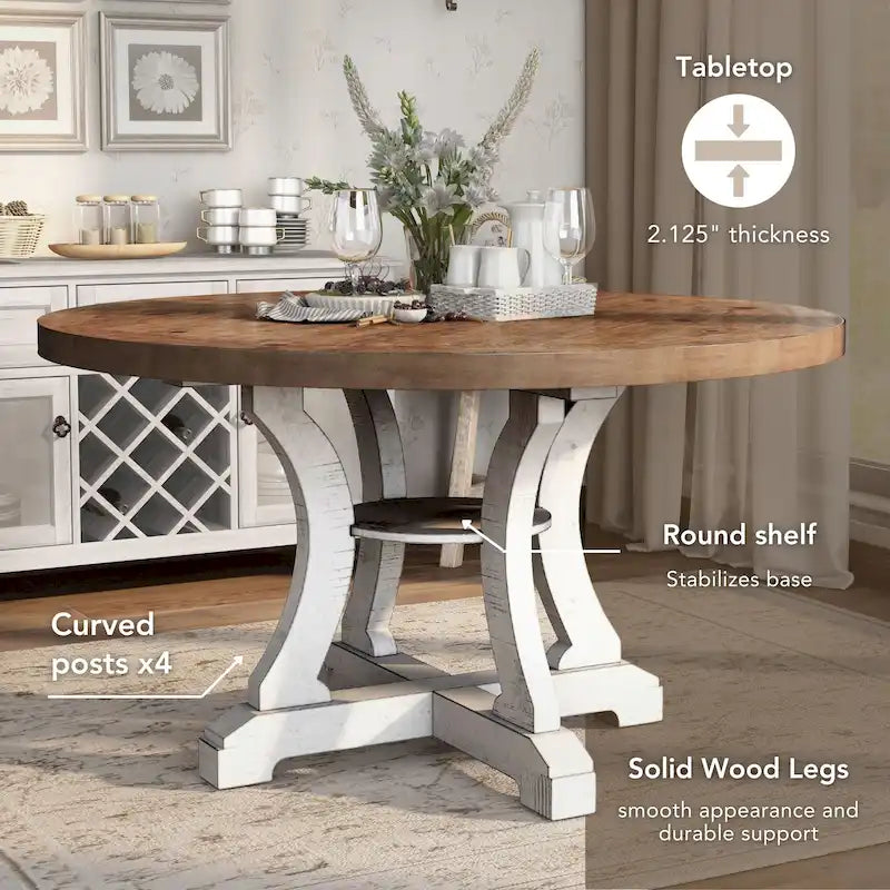 Table à manger ronde en bois Sylmer Farmhouse 54 pouces de Furniture of America