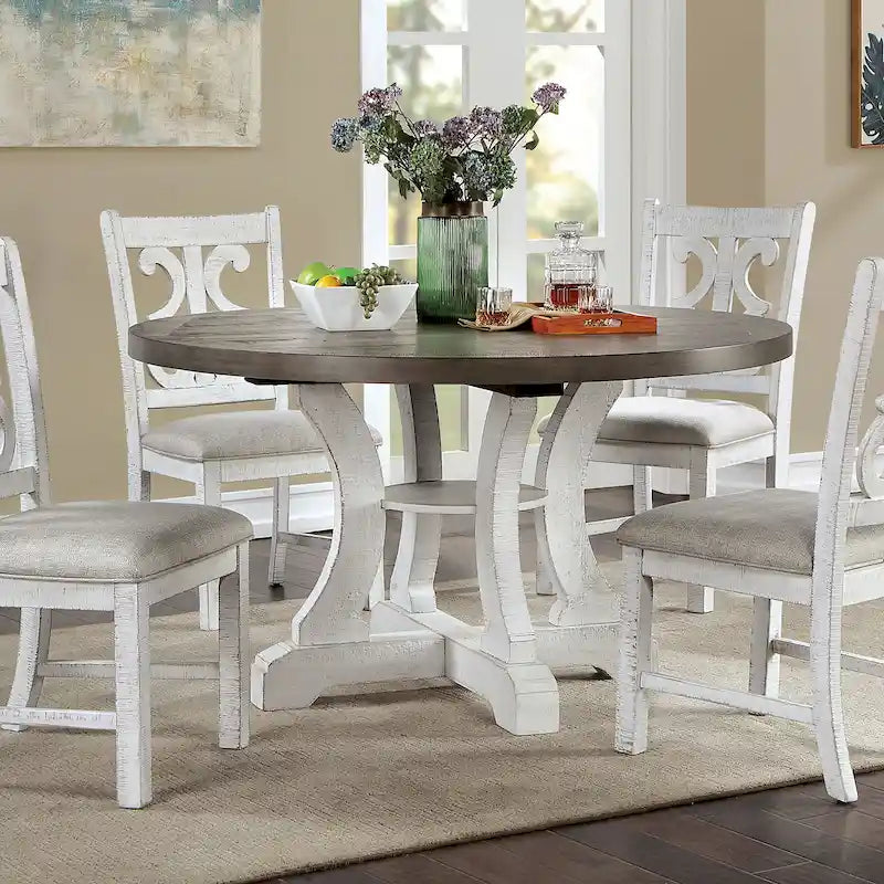Table à manger ronde en bois Sylmer Farmhouse 54 pouces de Furniture of America