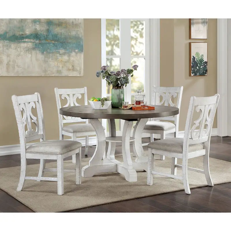 Table à manger ronde en bois Sylmer Farmhouse 54 pouces de Furniture of America