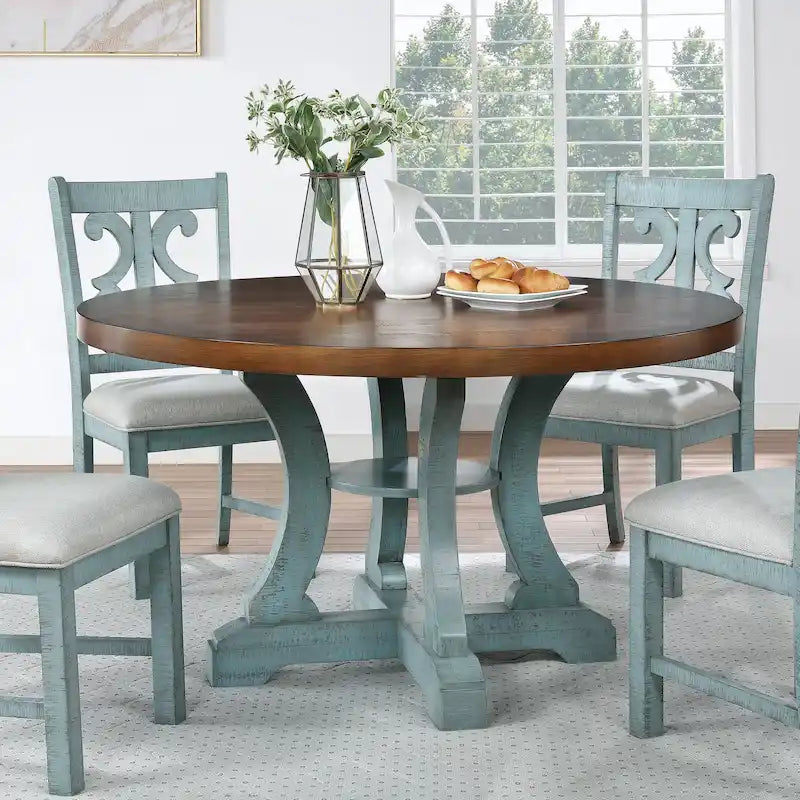 Table à manger ronde en bois Sylmer Farmhouse 54 pouces de Furniture of America