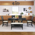 Ensemble de salle à manger 6 pièces en bois demi-rond avec longue banquette et 4 chaises de salle à manger