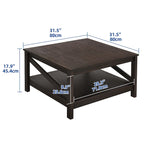Table basse carrée à 2 niveaux avec étagère de rangement pour le centre du salon