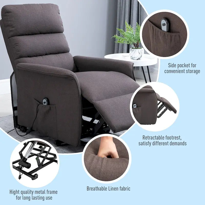 Fauteuil inclinable releveur électrique avec télécommande pour personnes âgées