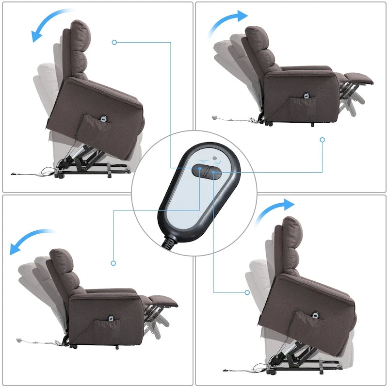 Fauteuil inclinable releveur électrique avec télécommande pour personnes âgées