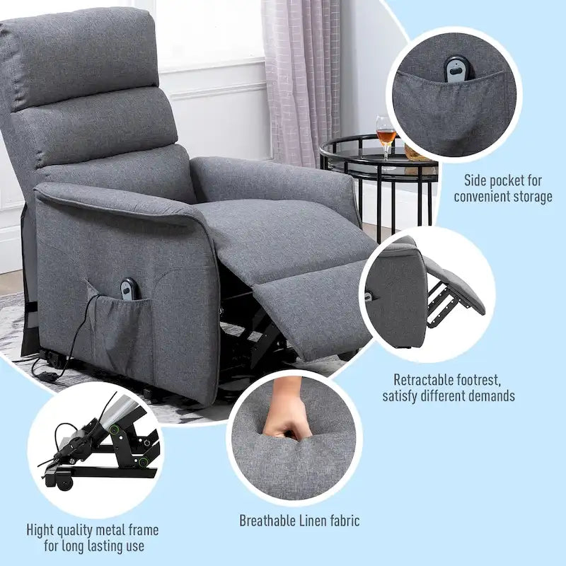 Fauteuil inclinable releveur électrique avec télécommande pour personnes âgées