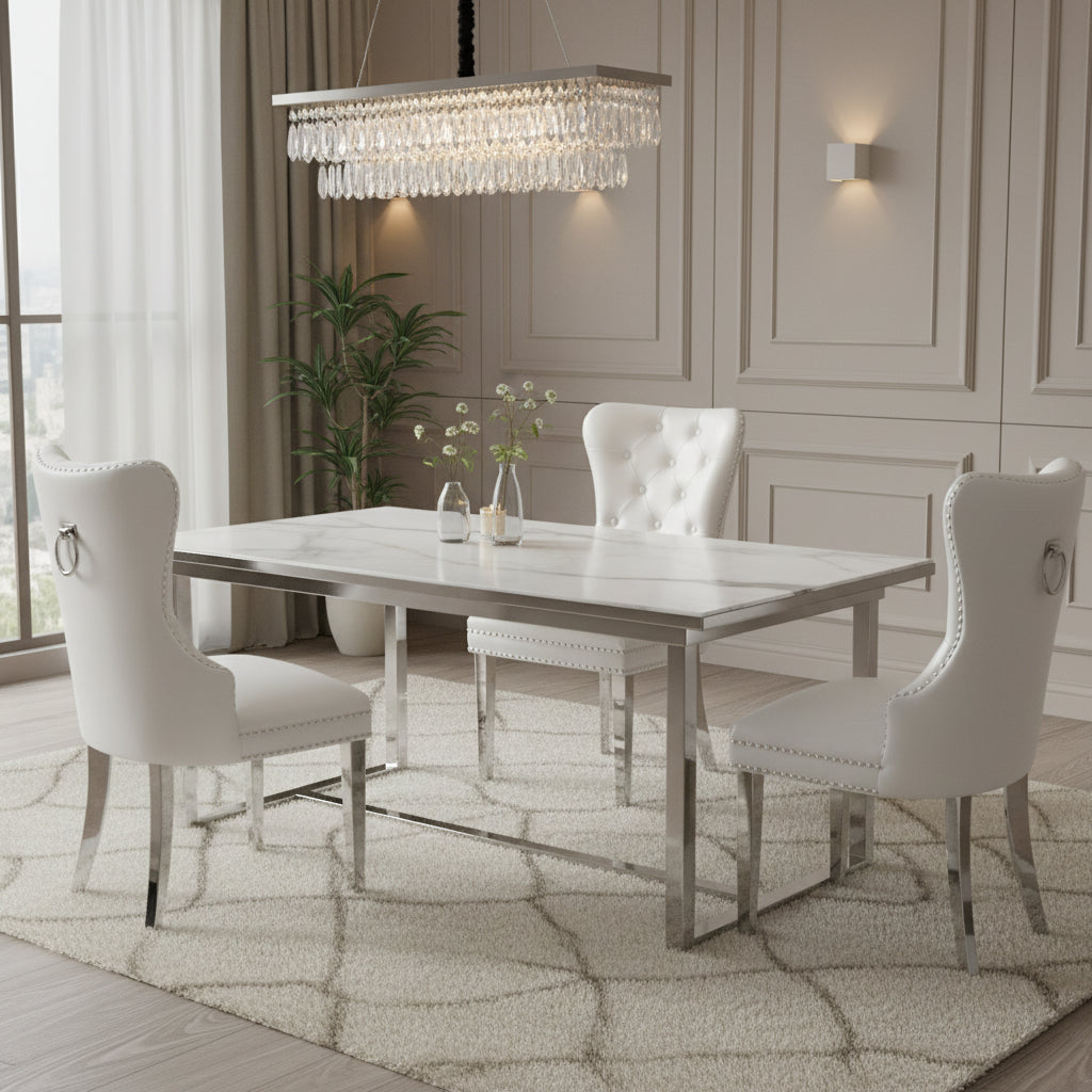 Lot de 2 chaises de salle à manger capitonnées en tissu avec pieds en bois